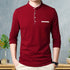 Men Red Full Sleeve Henley T-Shirt